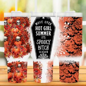 Halloween Spooky Bitch Season Custom Stanley Quencher 40oz Stainless Steel Tumbler With Handle