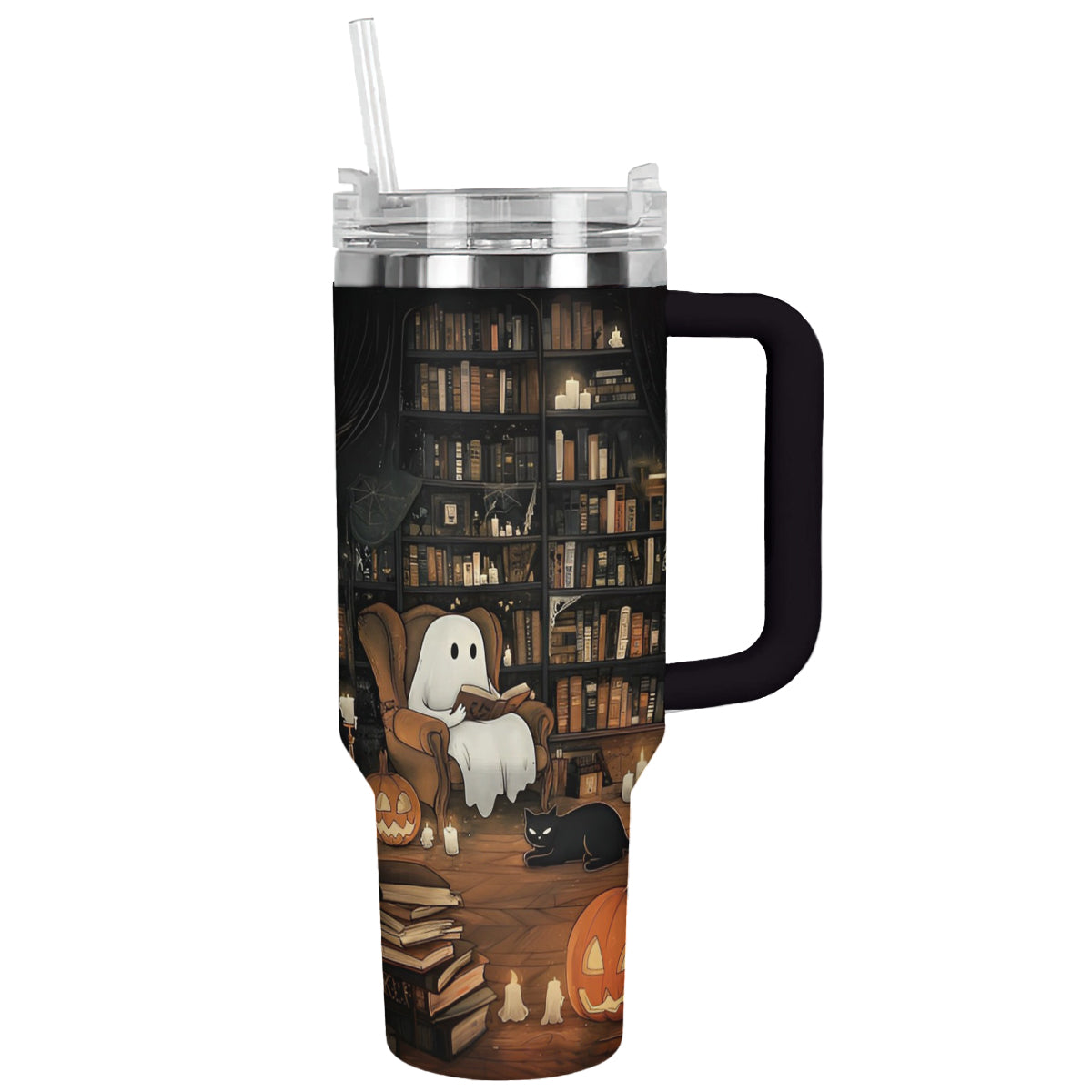 Halloween Spooky Reading Custom Stanley Quencher 40oz Stainless Steel Tumbler With Handle