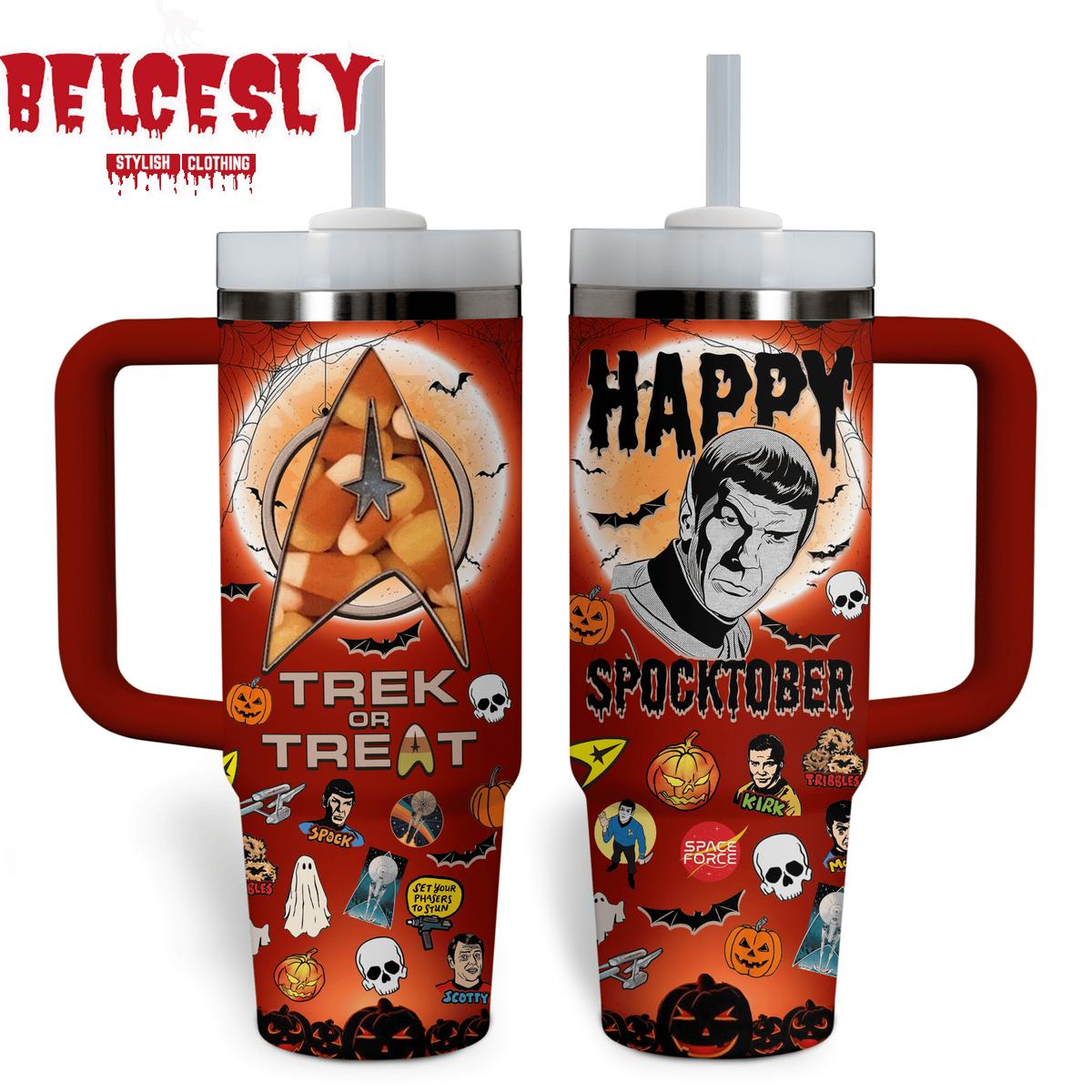 Halloween Star Trek Movies Custom Stanley Quencher 40oz Stainless Steel Tumbler With Handle