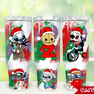 Halloween Stitch Cartoon Custom Stanley Quencher 40oz Stainless Steel Tumbler With Handle