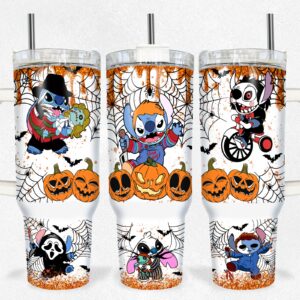 Halloween Stitch Disney Cartoon Custom Stanley Quencher 40oz Stainless Steel Tumbler With Handle