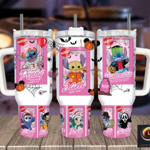 Halloween Stitch Disney Cartoon Custom Stanley Quencher 40oz Stainless Steel Tumbler With Handle