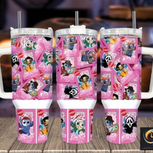 Halloween Stitch Disney Cartoon Custom Stanley Quencher 40oz Stainless Steel Tumbler With Handle