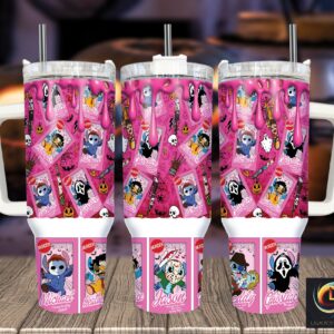 Halloween Stitch Disney Cartoon Custom Stanley Quencher 40oz Stainless Steel Tumbler With Handle