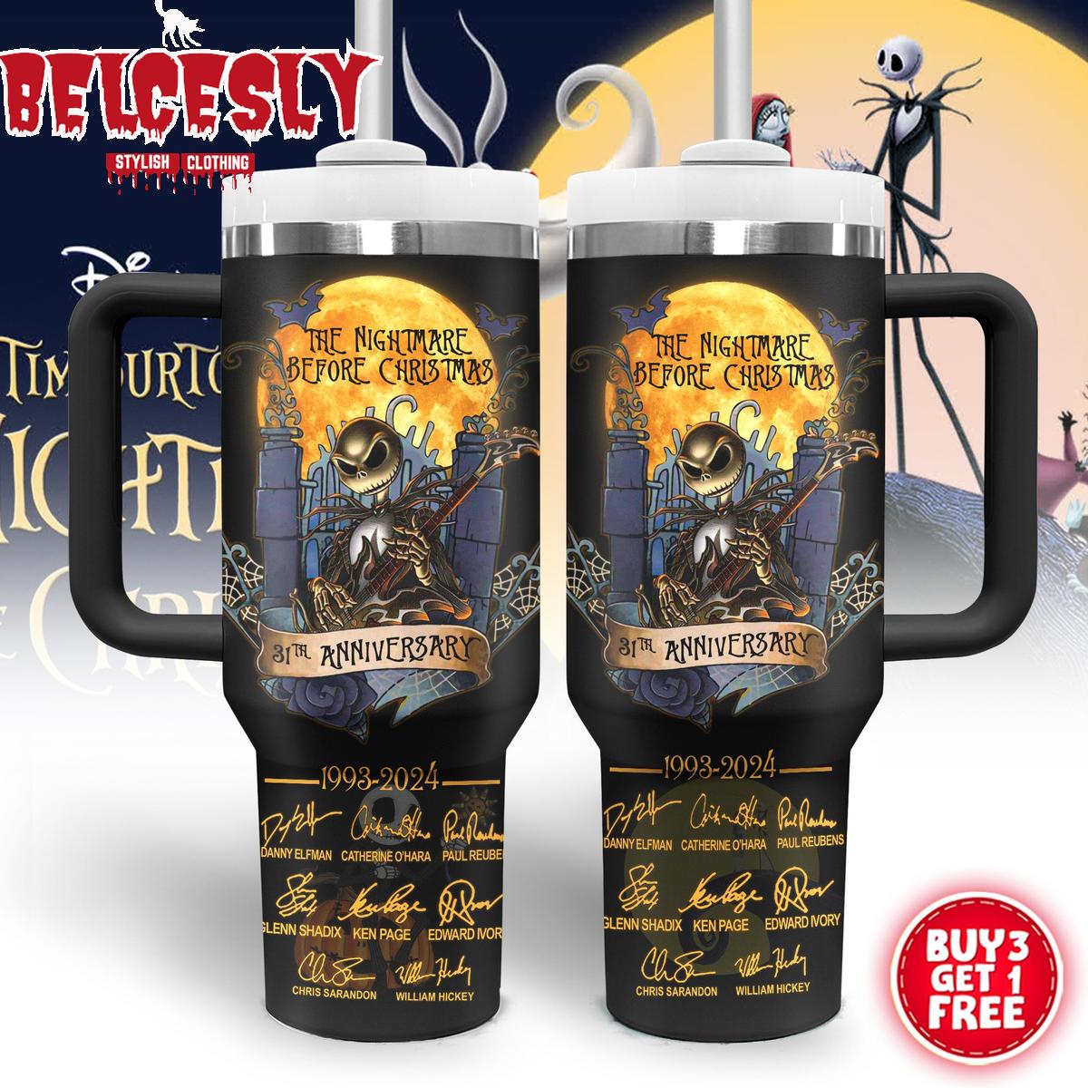 Halloween The Nightmare Before Christmas Movies Custom Stanley Quencher 40oz Stainless Steel Tumbler With Handle