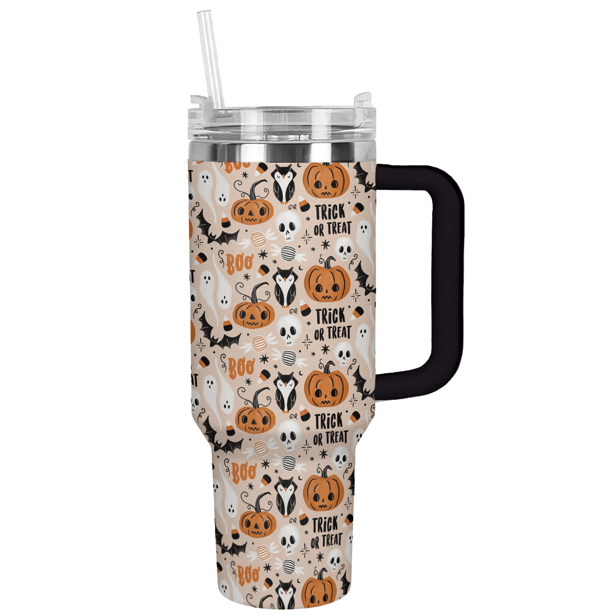 Halloween Trick-Or-Treat Custom Stanley Quencher 40oz Stainless Steel Tumbler With Handle