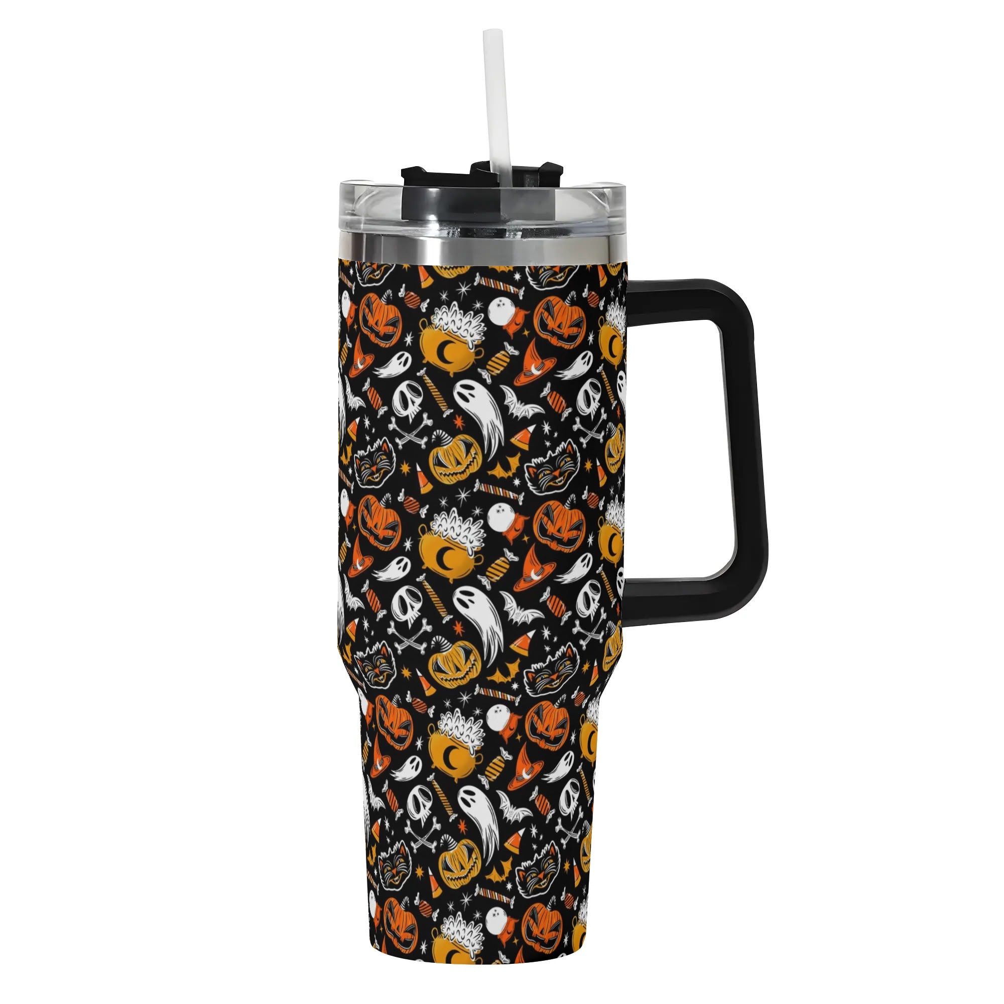 Halloween Trick Or Treat Spooky Custom Stanley Quencher 40oz Stainless Steel Tumbler With Handle