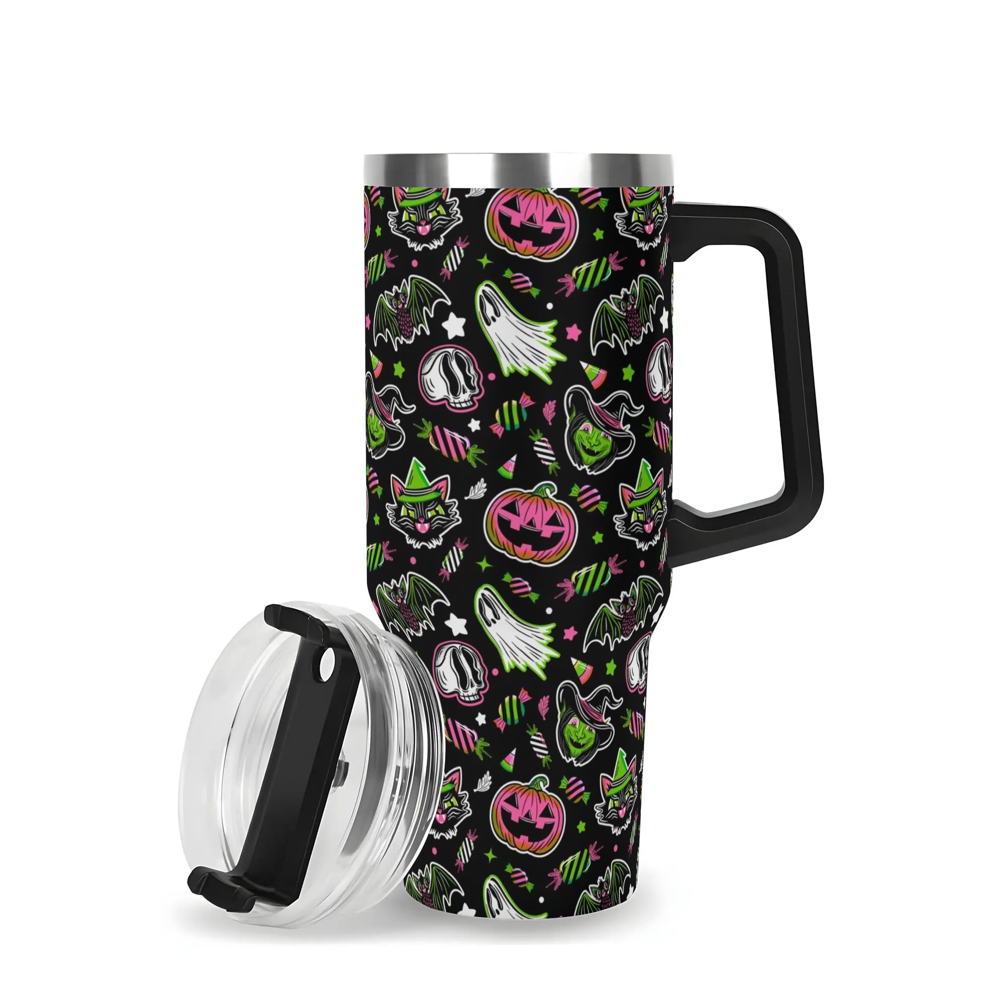 Halloween Trick Or Treat Spooky Custom Stanley Quencher 40oz Stainless Steel Tumbler With Handle