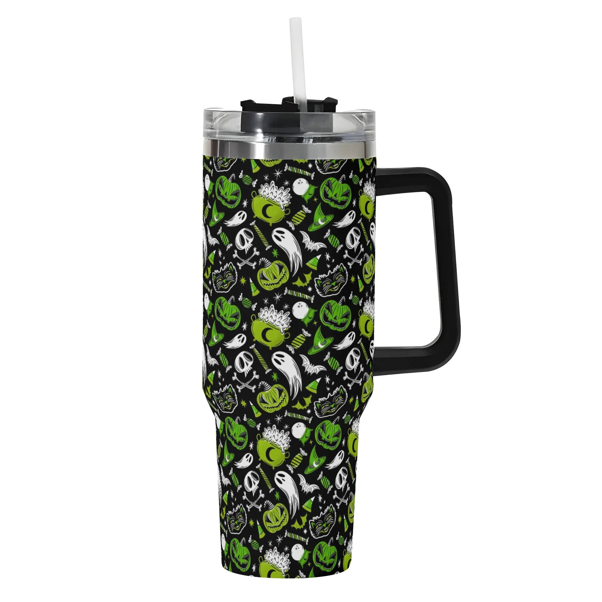 Halloween Trick Or Treat Spooky Custom Stanley Quencher 40oz Stainless Steel Tumbler With Handle