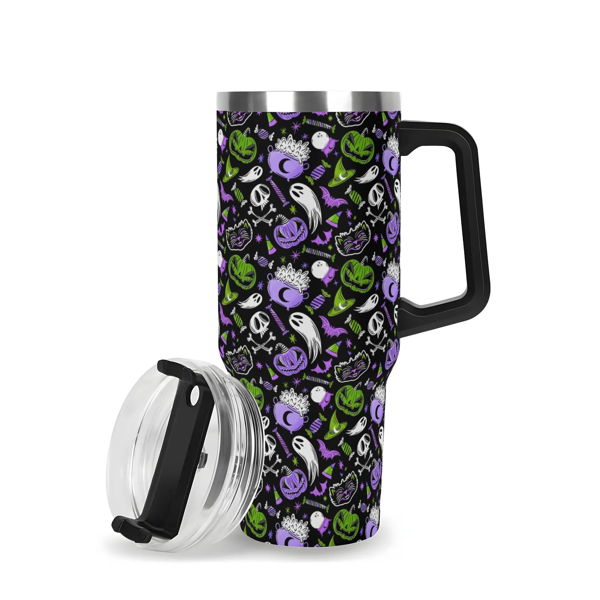 Halloween Trick Or Treat Spooky Custom Stanley Quencher 40oz Stainless Steel Tumbler With Handle