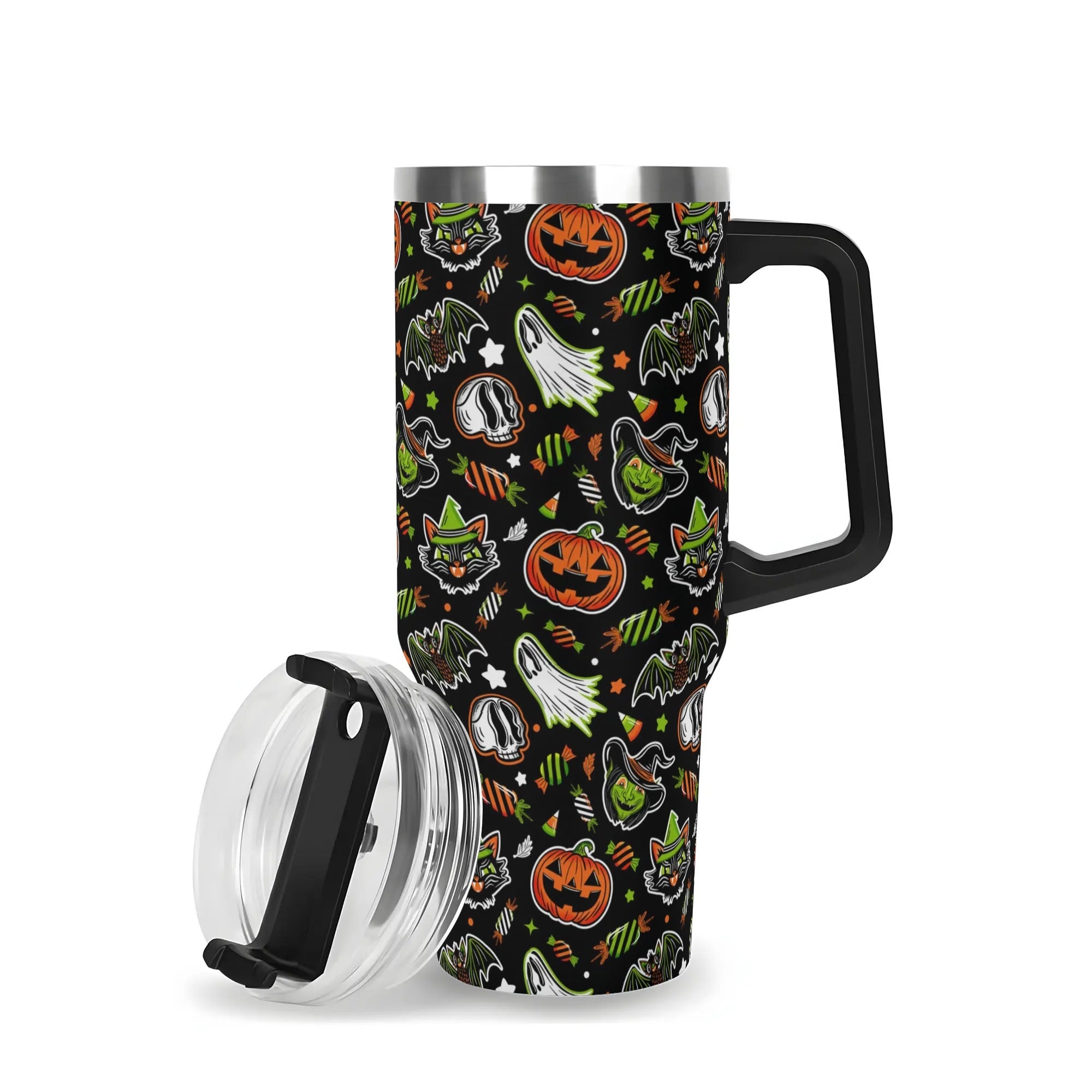 Halloween Trick Or Treat Spooky Custom Stanley Quencher 40oz Stainless Steel Tumbler With Handle