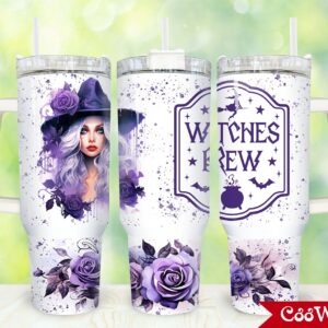 Halloween Witch Custom Stanley Quencher 40oz Stainless Steel Tumbler With Handle