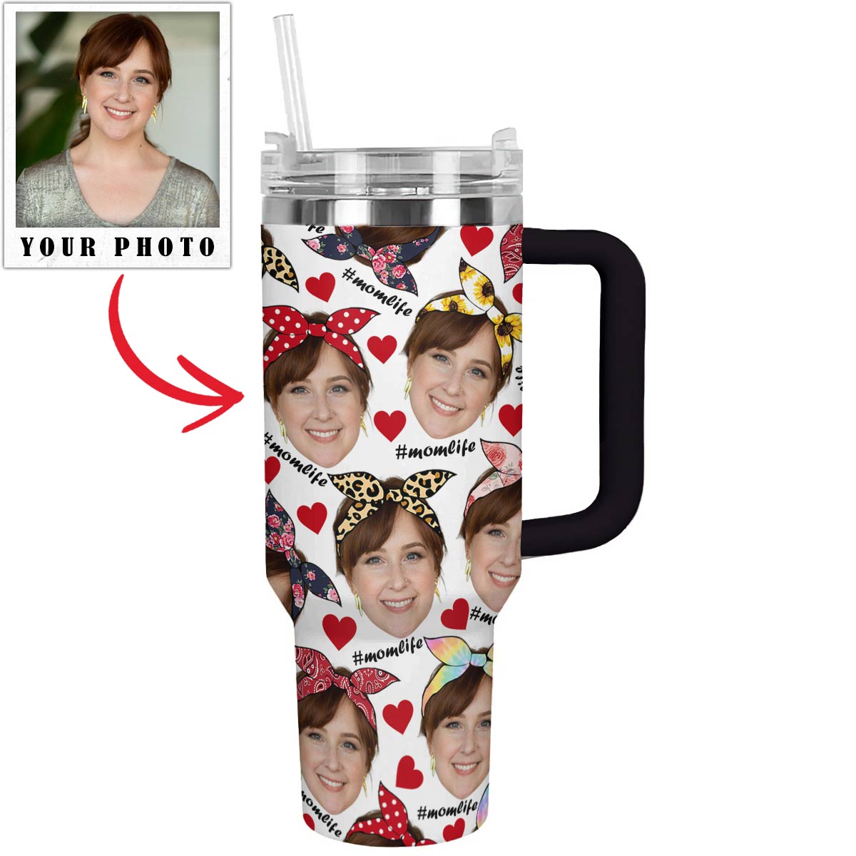 Happy Momlife Custom Stanley Quencher 40oz Stainless Steel Tumbler With Handle