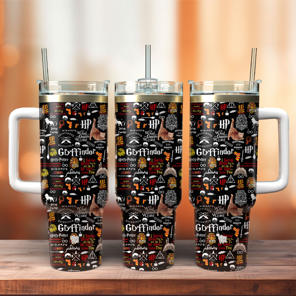 Harry Potter Gryffindor Movie Custom Stanley Quencher 40oz Stainless Steel Tumbler With Handle