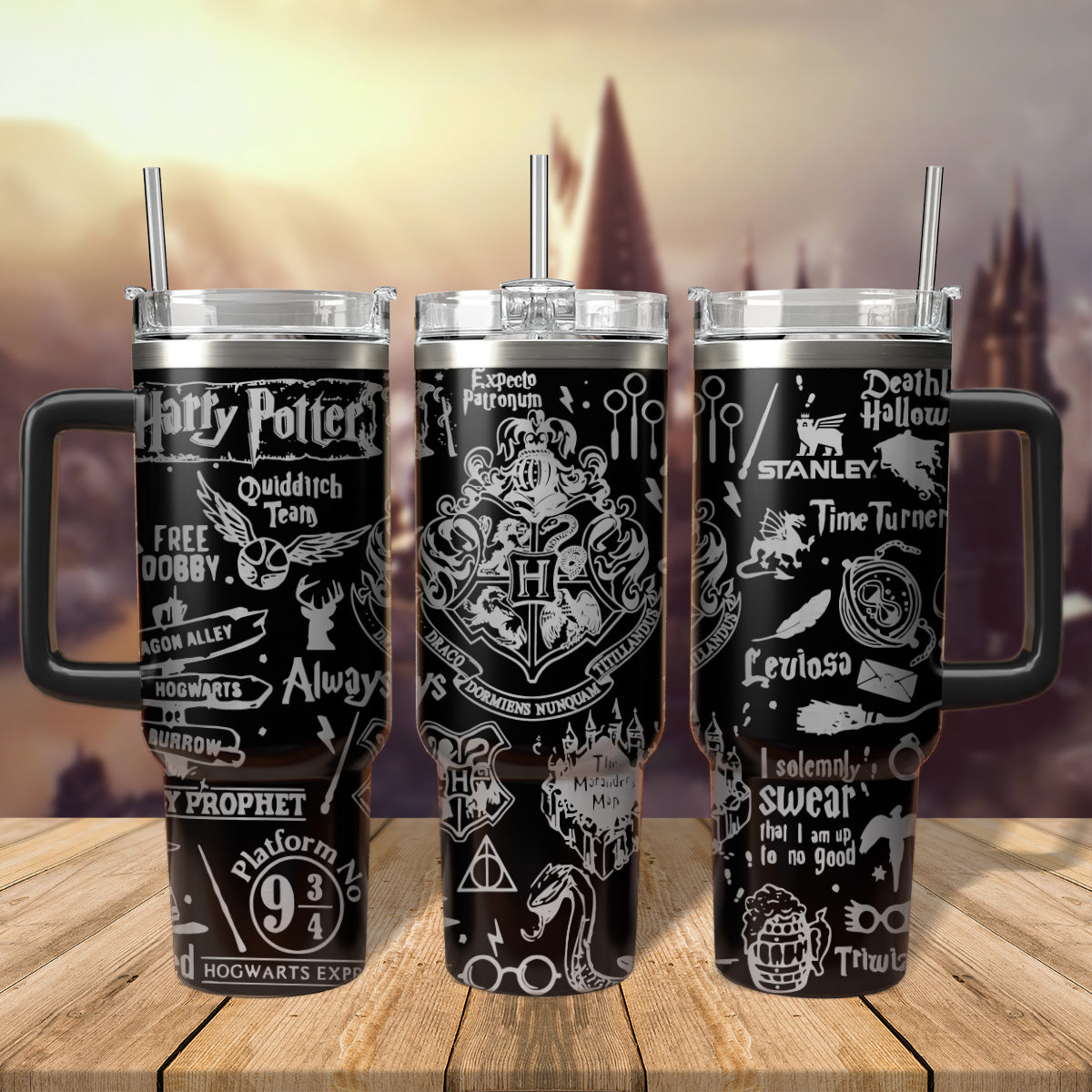 Harry Potter Movies Custom Stanley Quencher 40oz Stainless Steel Tumbler With Handle