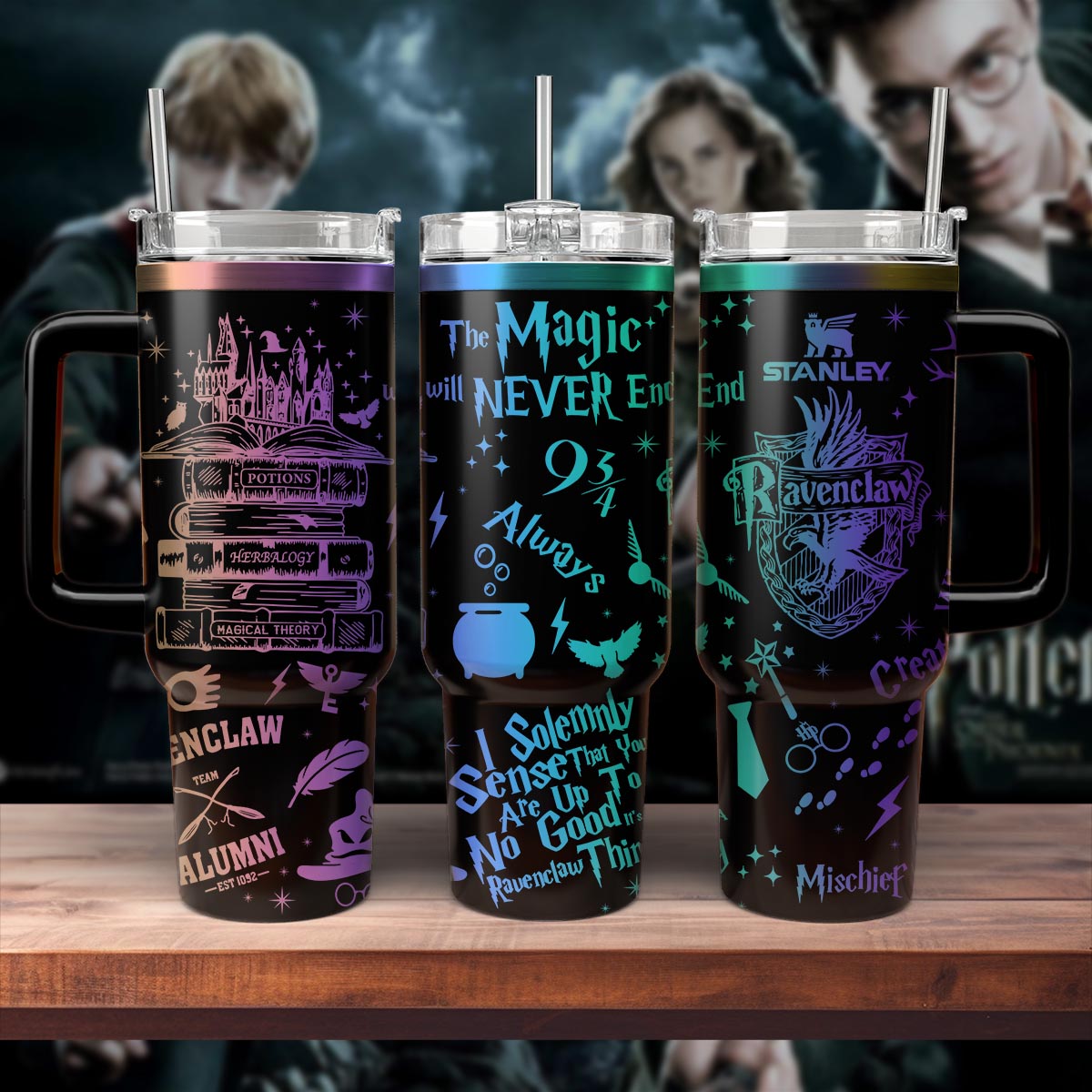 Harry Potter Movies Custom Stanley Quencher 40oz Stainless Steel Tumbler With Handle