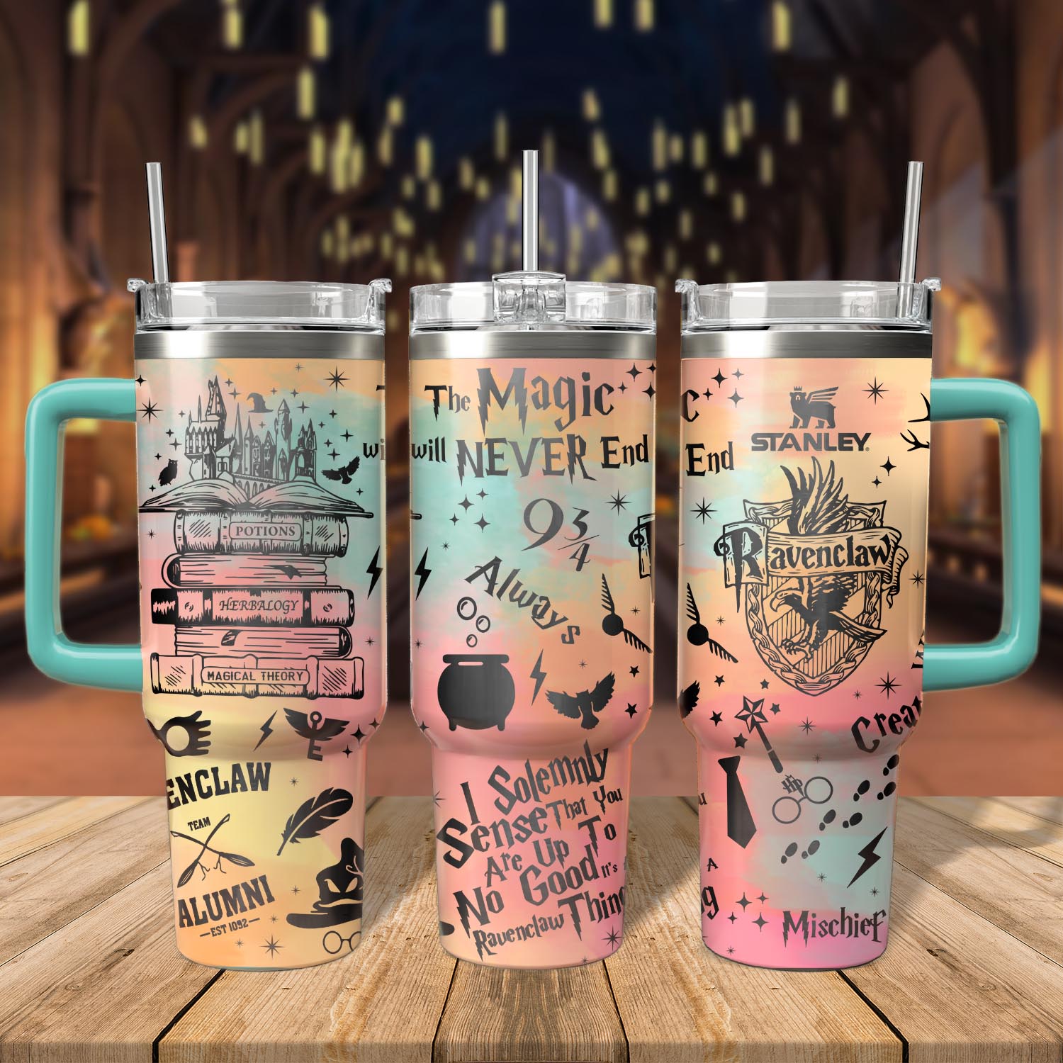 Harry Potter Movies Custom Stanley Quencher 40oz Stainless Steel Tumbler With Handle