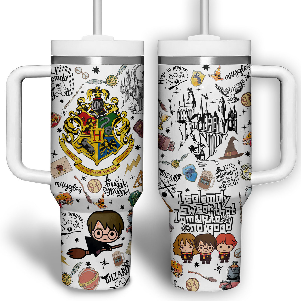 Harry Potter Movies Custom Stanley Quencher 40oz Stainless Steel Tumbler With Handle