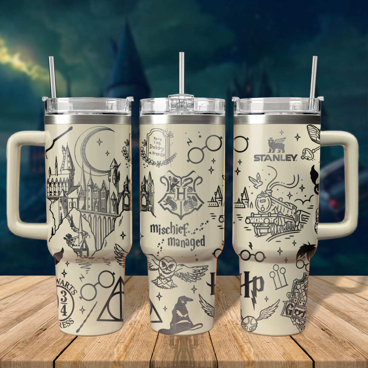 Harry Potter Movies Custom Stanley Quencher 40oz Stainless Steel Tumbler With Handle