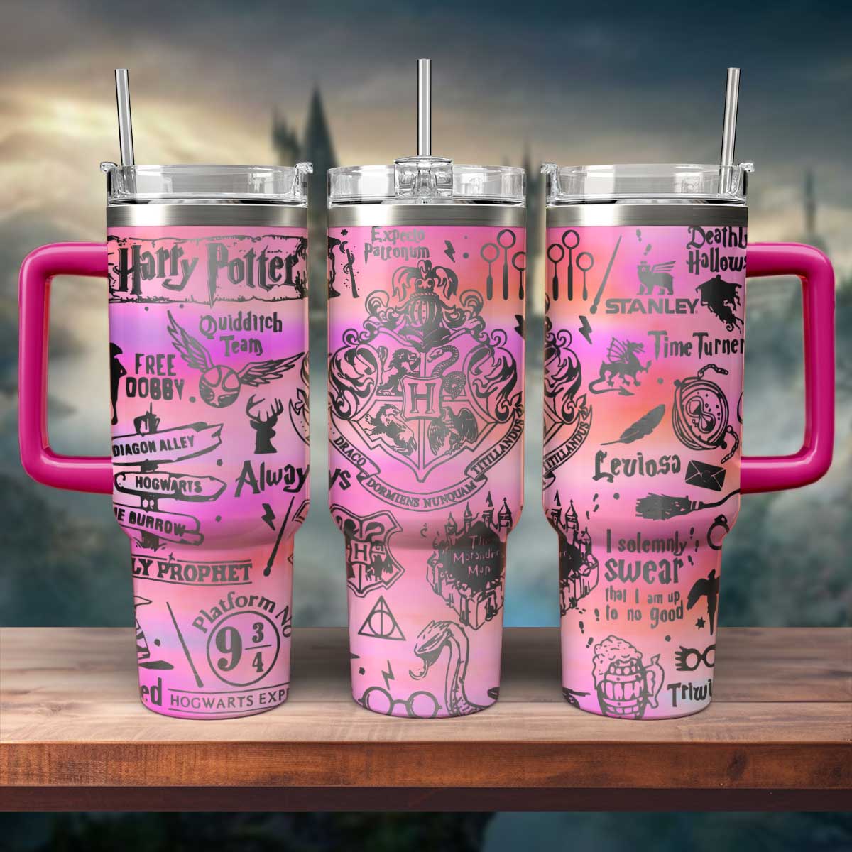 Harry Potter Movies Custom Stanley Quencher 40oz Stainless Steel Tumbler With Handle