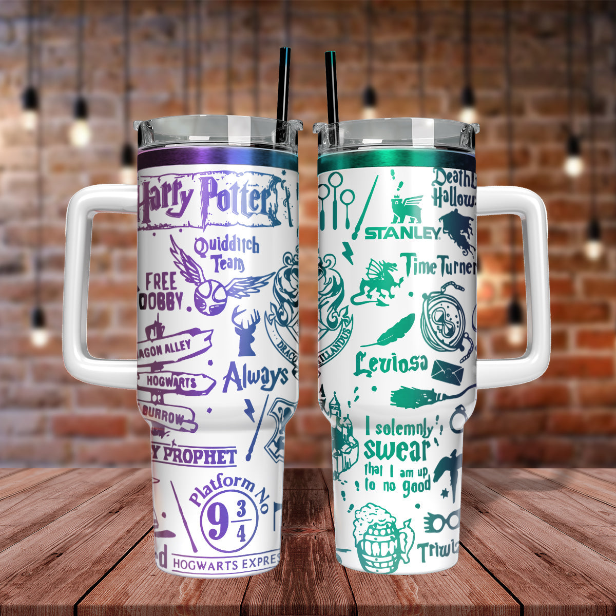 Harry Potter Movies Custom Stanley Quencher 40oz Stainless Steel Tumbler With Handle