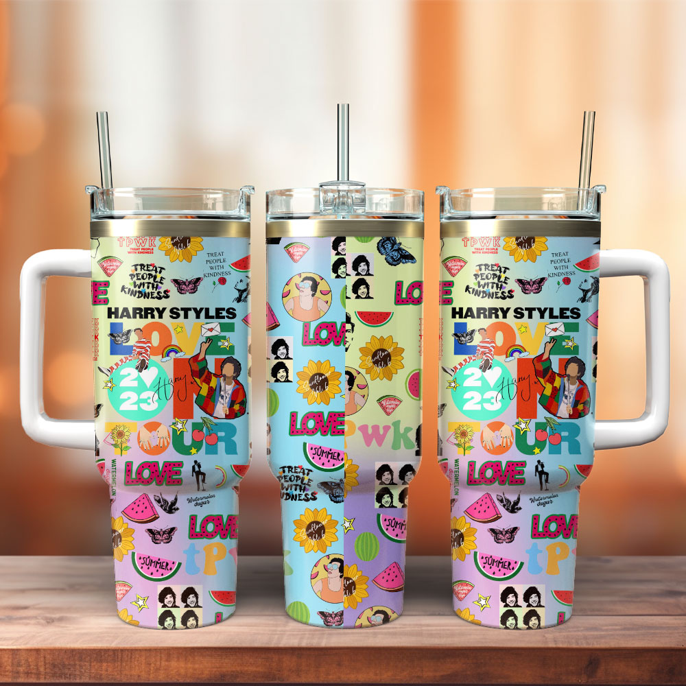 Harry Styles Music Custom Stanley Quencher 40oz Stainless Steel Tumbler With Handle