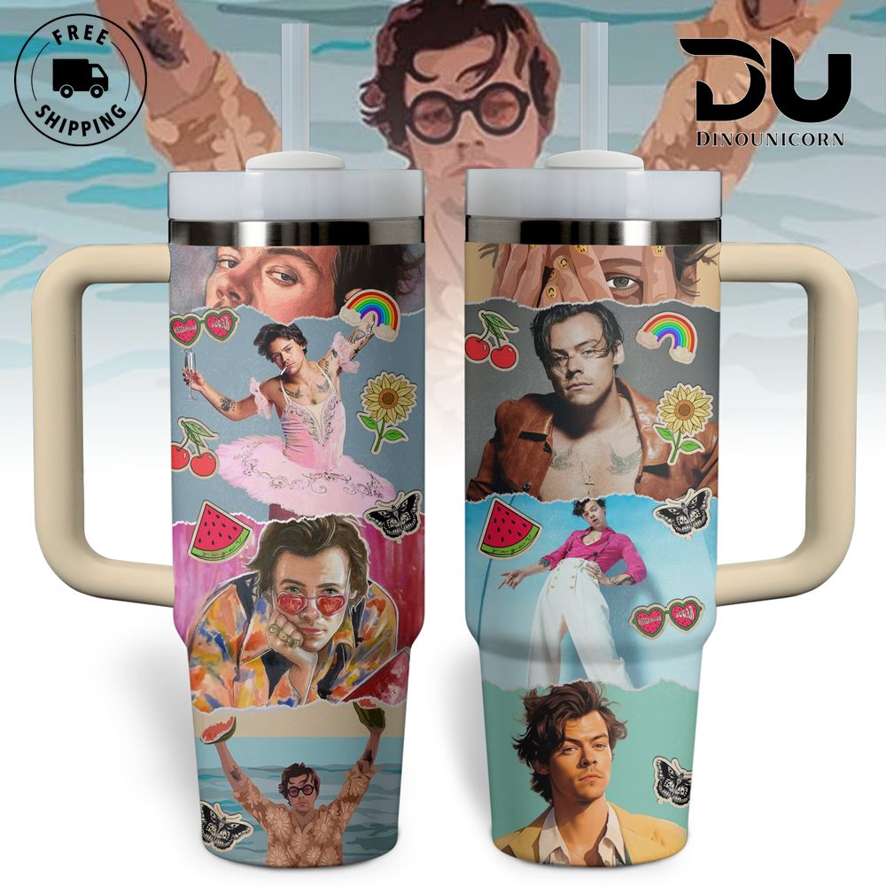 Harry Styles Music Custom Stanley Quencher 40oz Stainless Steel Tumbler With Handle