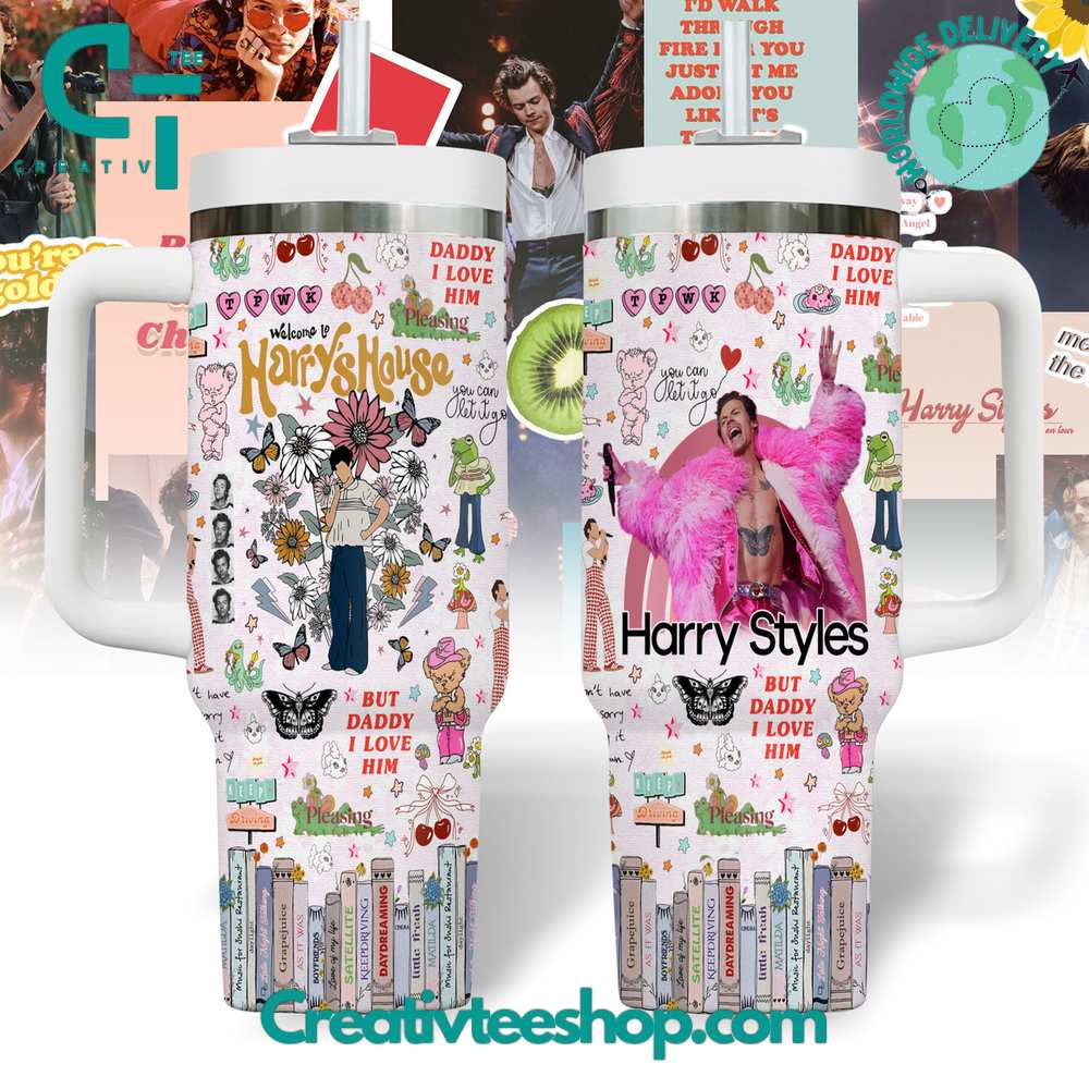 Harry Styles Music Custom Stanley Quencher 40oz Stainless Steel Tumbler With Handle