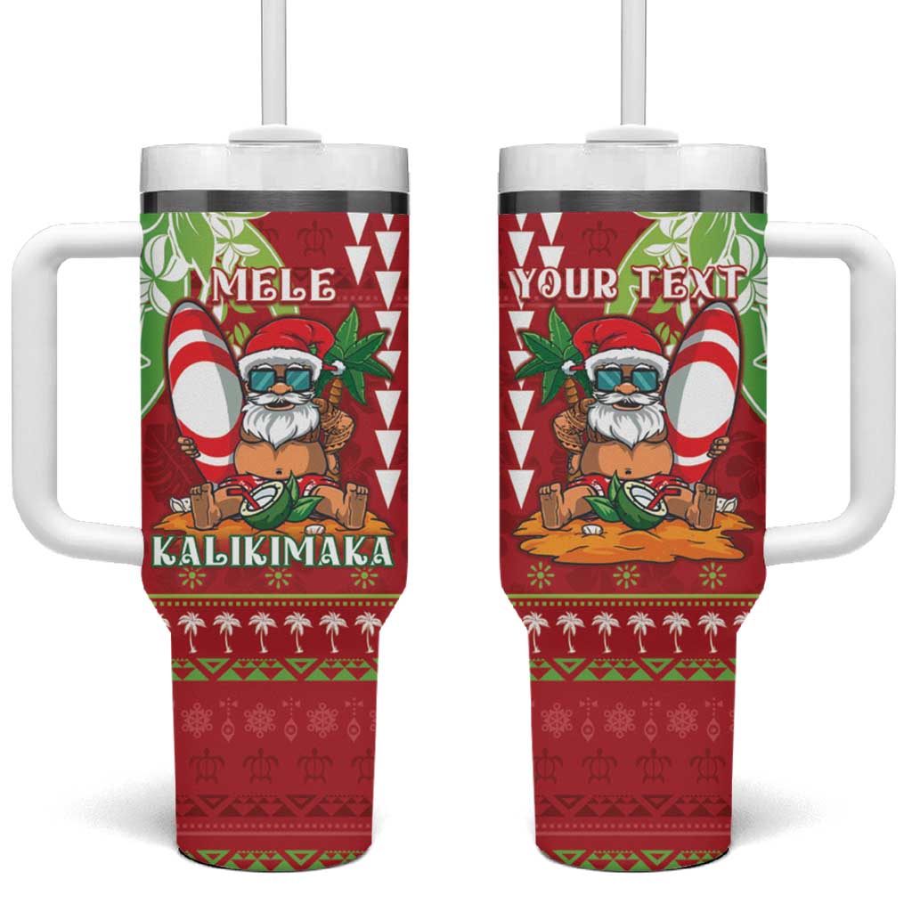 Hawaii Christmas Funny Santa Claus Surf Mele Kalikimaka Custom Stanley Quencher 40oz Stainless Steel Tumbler With Handle