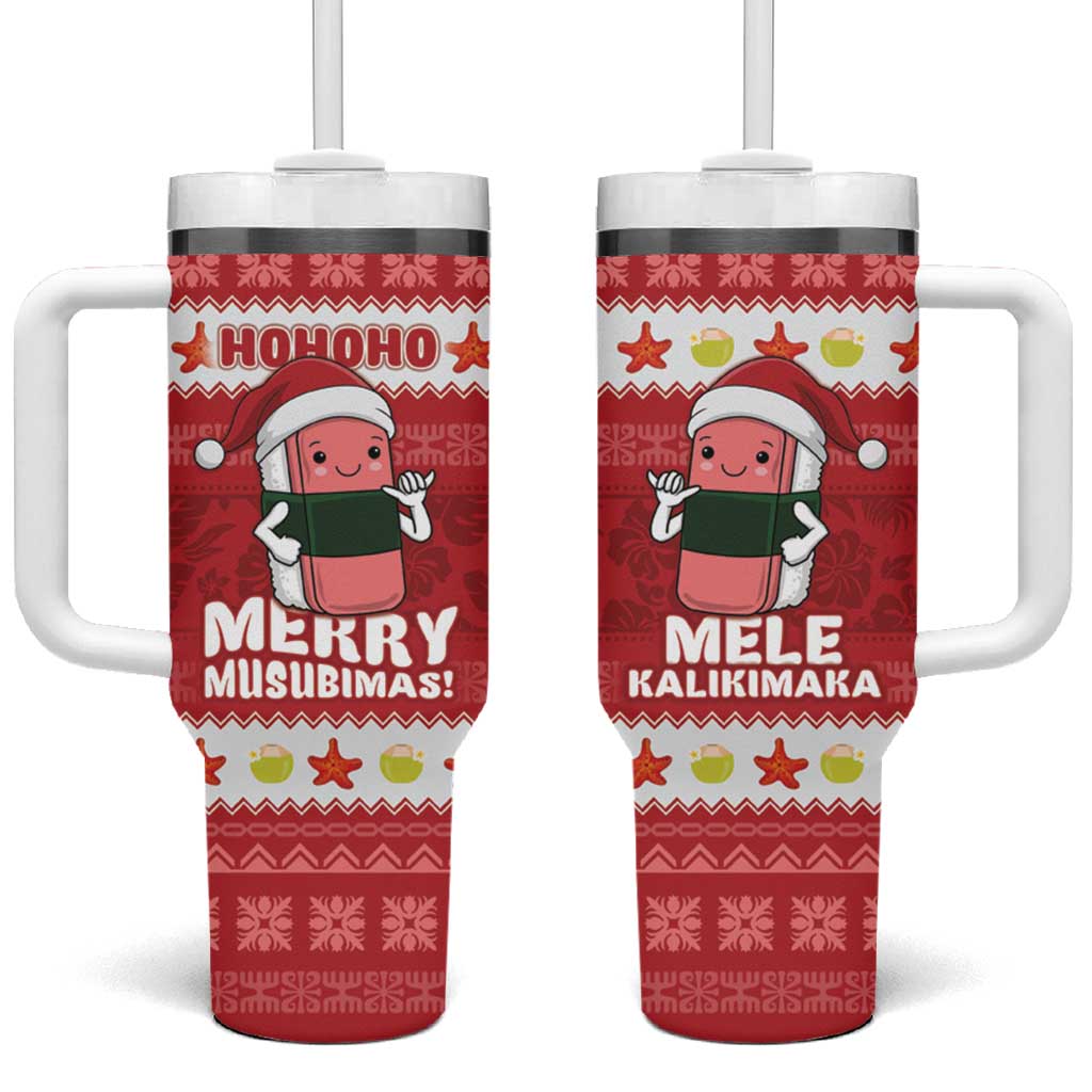 Hawaii Funny Christmas Spam Musubi Santa Custom Stanley Quencher 40oz Stainless Steel Tumbler With Handle