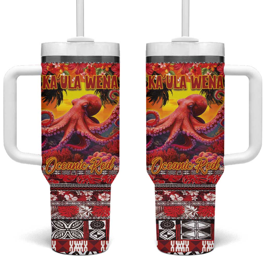 Hawaii KaUla Wena Octopus Oceanic Red Custom Stanley Quencher 40oz Stainless Steel Tumbler With Handle
