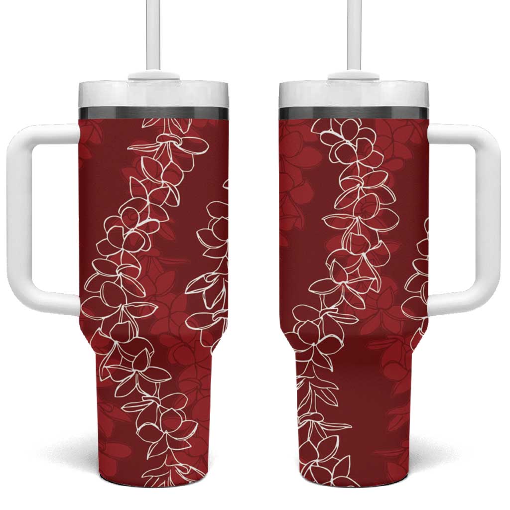 Hawaii Plumeria Lei Aloha Festive Crimson Custom Stanley Quencher 40oz Stainless Steel Tumbler With Handle
