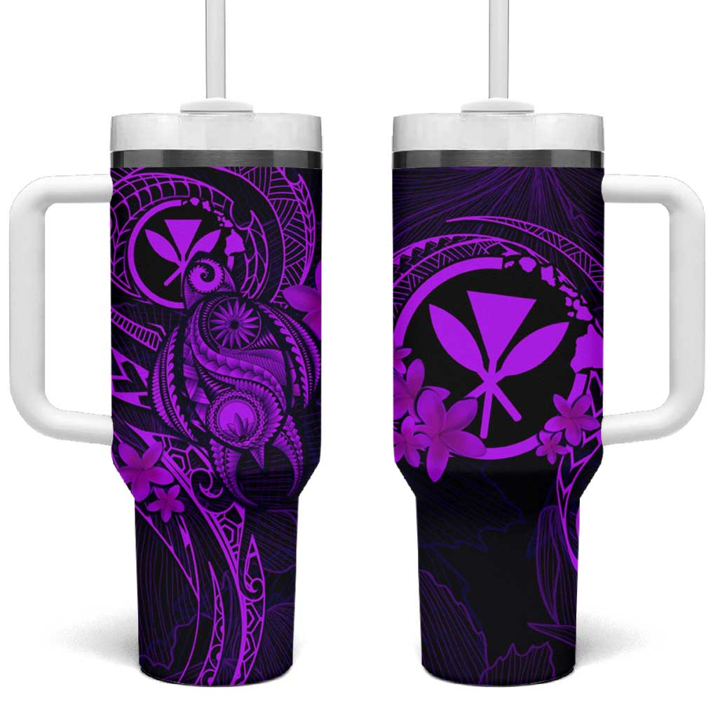 Hawaii Turtle Mix Polynesian Plumeria Purple Custom Stanley Quencher 40oz Stainless Steel Tumbler With Handle