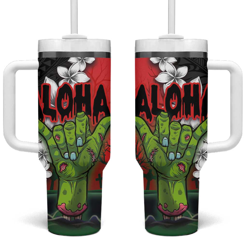 Hawaiian Halloween Horror Shaka Hand Custom Stanley Quencher 40oz Stainless Steel Tumbler With Handle