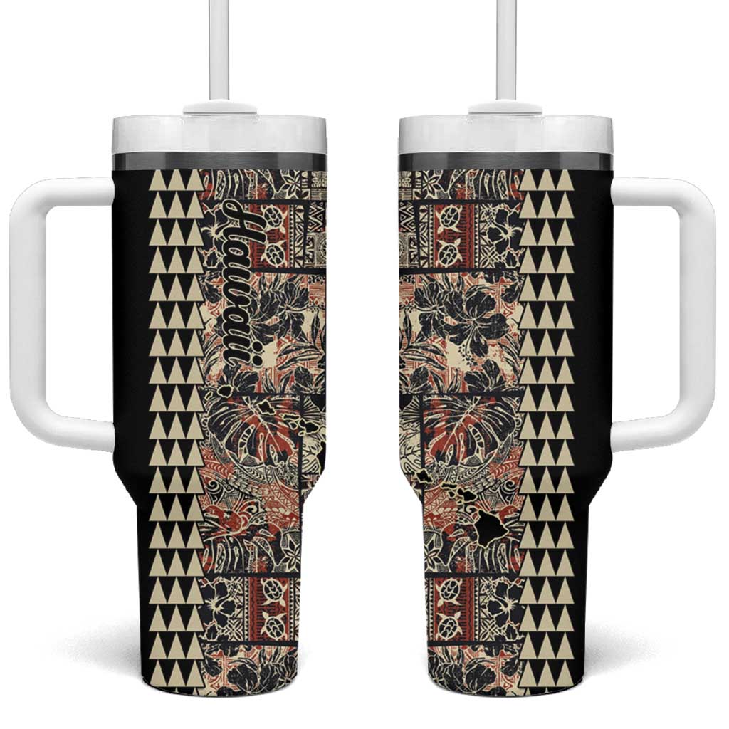 Hawaiian Quilt Hibiscus Kakau Vintage Custom Stanley Quencher 40oz Stainless Steel Tumbler With Handle