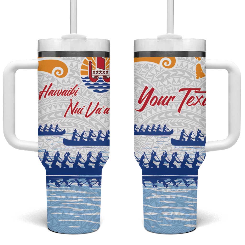 Hawaiki Nui Va'a French Polynesian White Color Custom Stanley Quencher 40oz Stainless Steel Tumbler With Handle