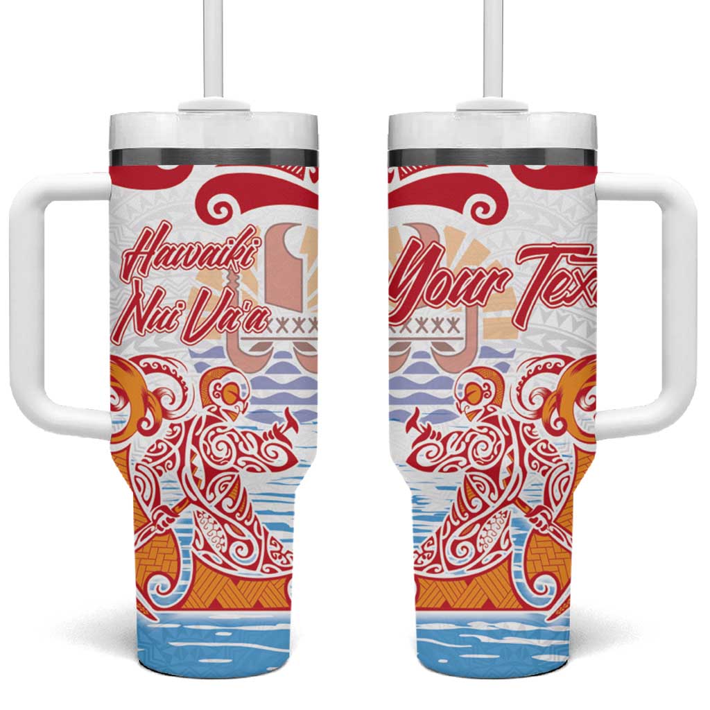Hawaiki Nui Va'a Solo French Polynesia Red Color Custom Stanley Quencher 40oz Stainless Steel Tumbler With Handle