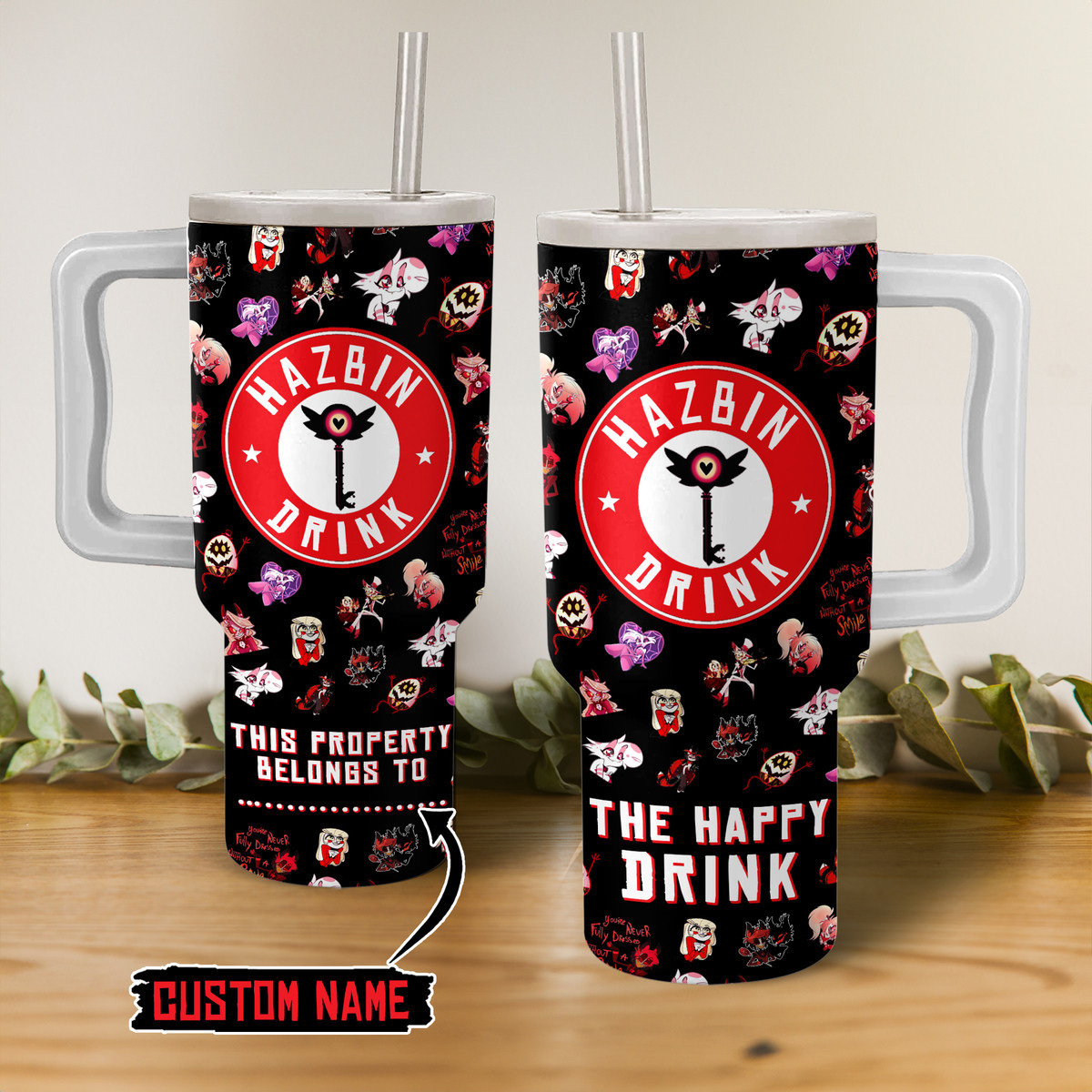 Hazbin Hotel Movies Custom Stanley Quencher 40oz Stainless Steel Tumbler With Handle