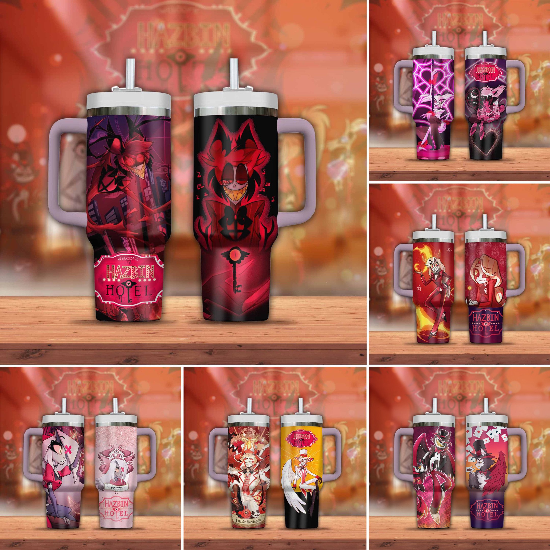 Hazbin Hotel Movies Custom Stanley Quencher 40oz Stainless Steel Tumbler With Handle