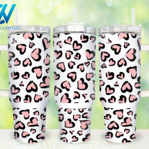 Heart Valentines Custom Stanley Quencher 40oz Stainless Steel Tumbler With Handle