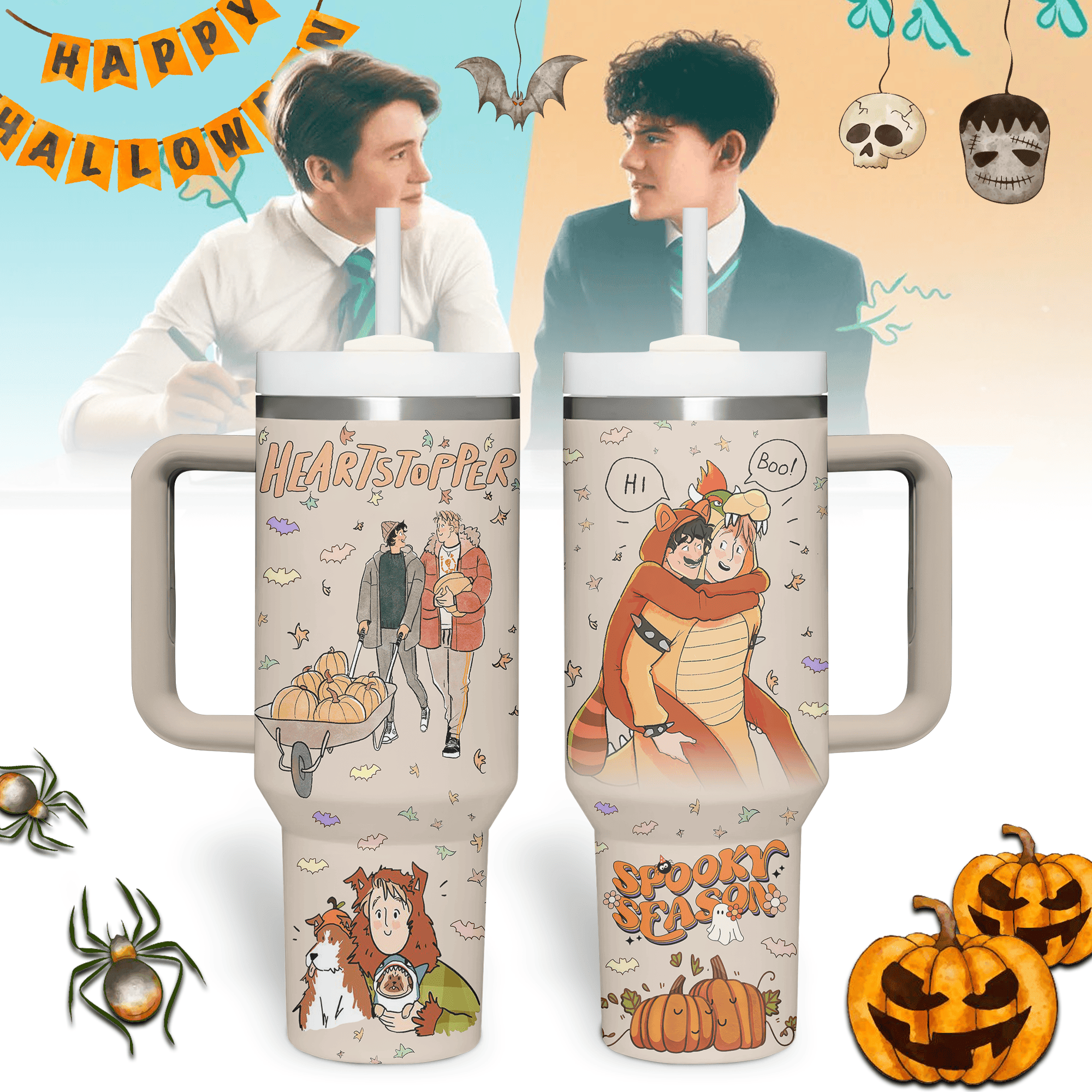 Heartstopper Movies Custom Stanley Quencher 40oz Stainless Steel Tumbler With Handle