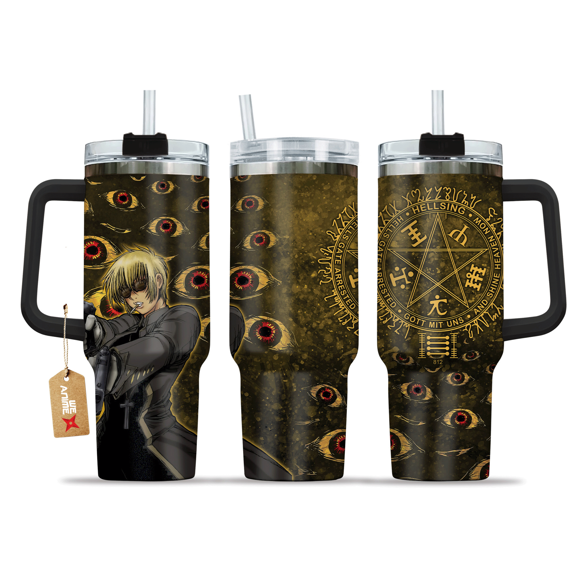 Heinkel Wolfe Hellsing Anime Custom Stanley Quencher 40oz Stainless Steel Tumbler With Handle