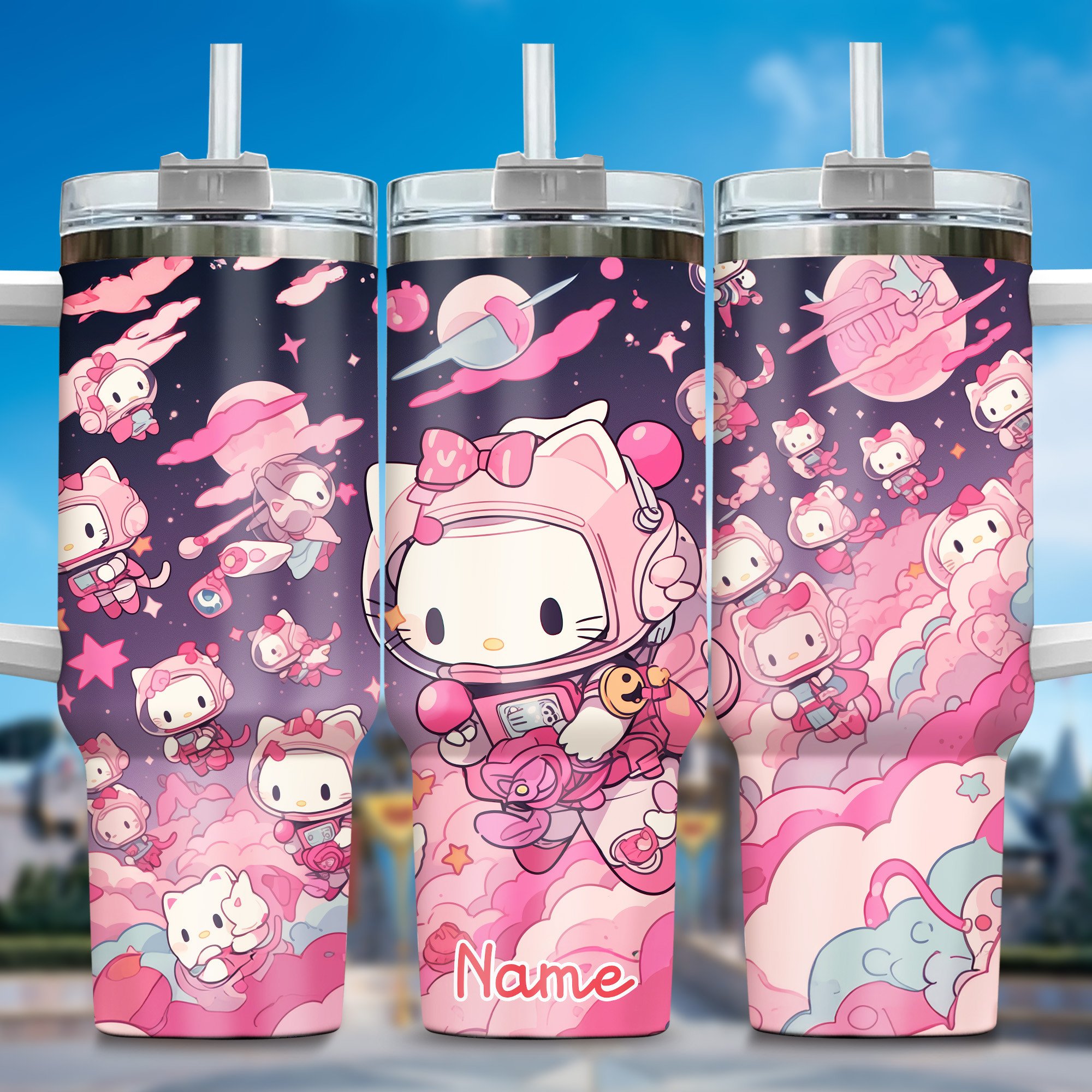 Hello Kitty Cartoon Custom Stanley Quencher 40oz Stainless Steel Tumbler With Handle