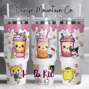 Hello Kitty: The Adventures of Kuromi Sanrio Cartoon Custom Stanley Quencher 40oz Stainless Steel Tumbler With Handle