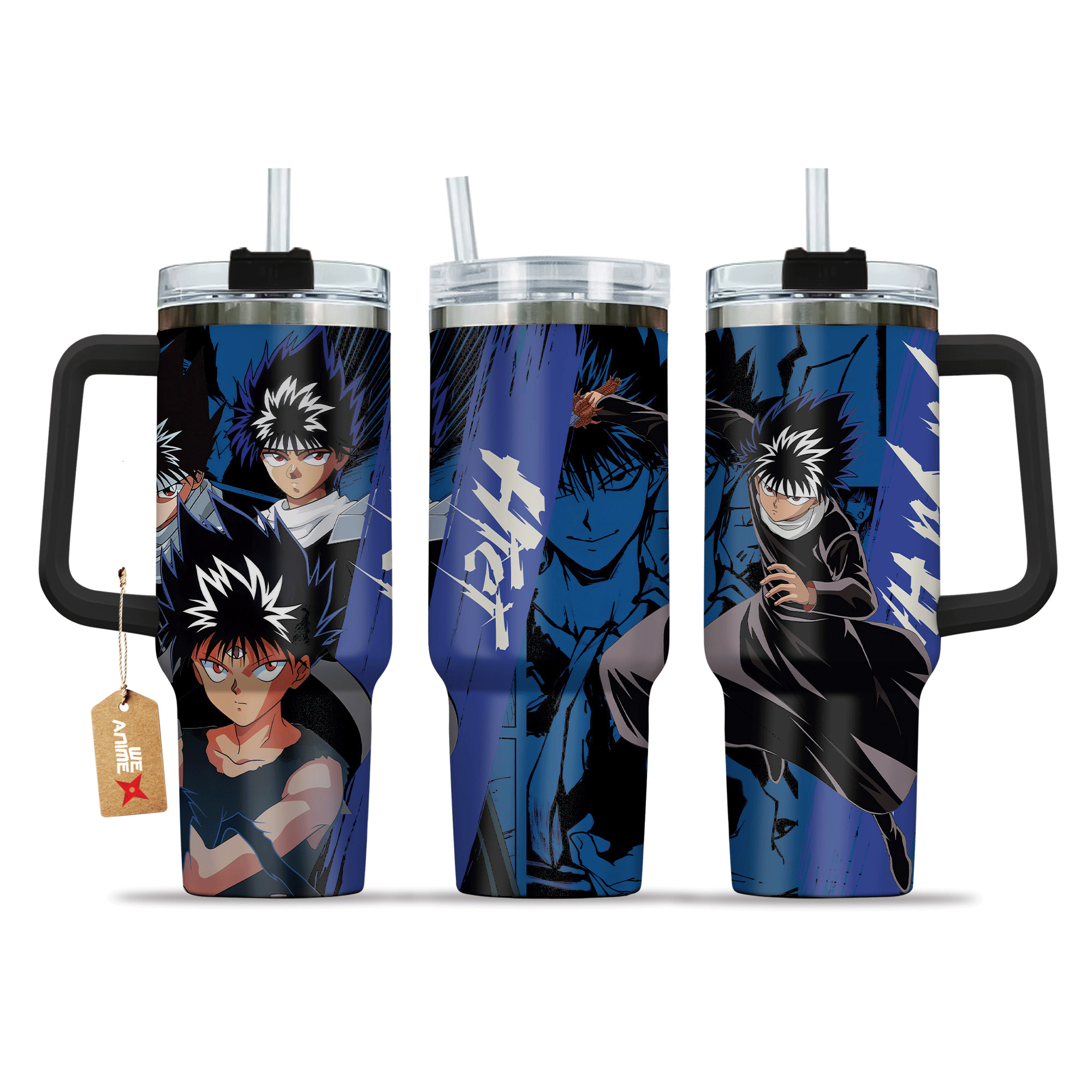 Hiei Yu Yu Hakusho Anime Custom Stanley Quencher 40oz Stainless Steel Tumbler With Handle