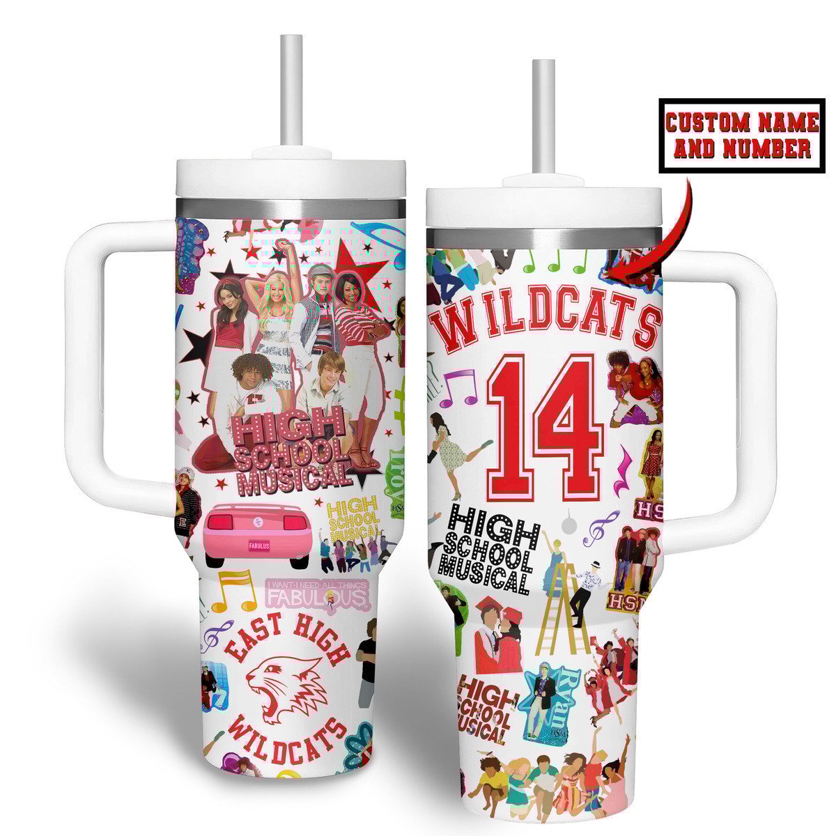 High School Musical Movies Custom Stanley Quencher 40oz Stainless Steel Tumbler With Handle