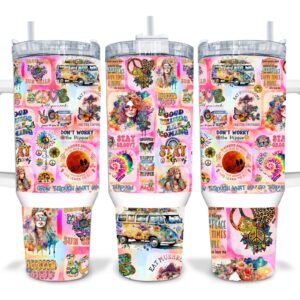 Hippie Vibes Custom Stanley Quencher 40oz Stainless Steel Tumbler With Handle
