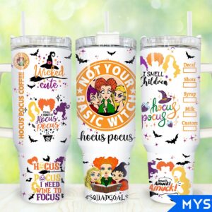 Hocus Pocus Movies Custom Stanley Quencher 40oz Stainless Steel Tumbler With Handle