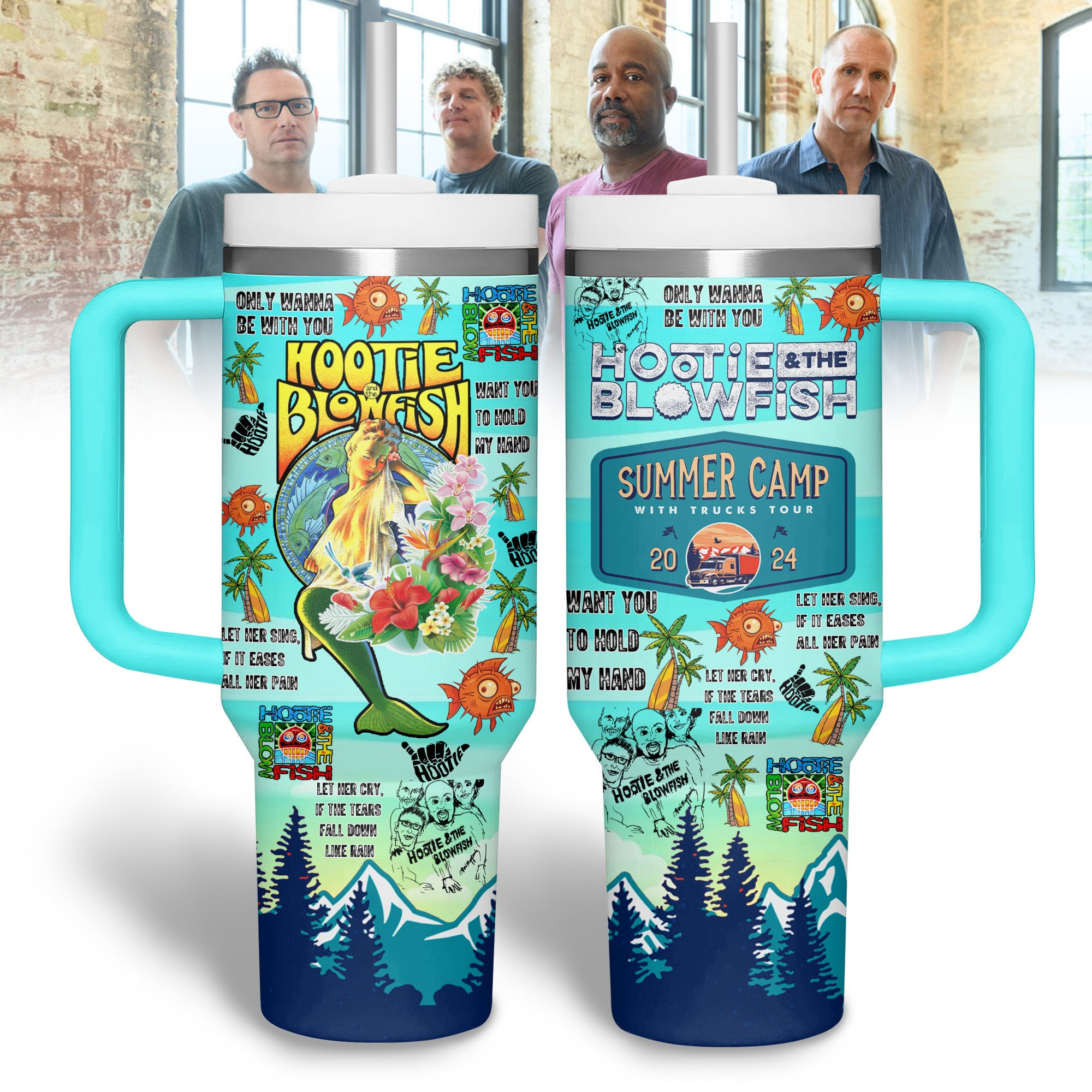 Hootie & the Blowfish Music Custom Stanley Quencher 40oz Stainless Steel Tumbler With Handle
