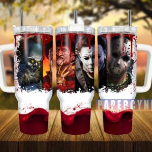 Horror Characters Custom Stanley Quencher 40oz Stainless Steel Tumbler With Handle